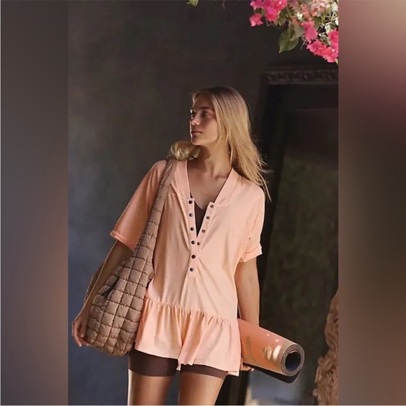 FP Movement by Free People Pants - FP Movement Hot Shot Henley Romper S Peach